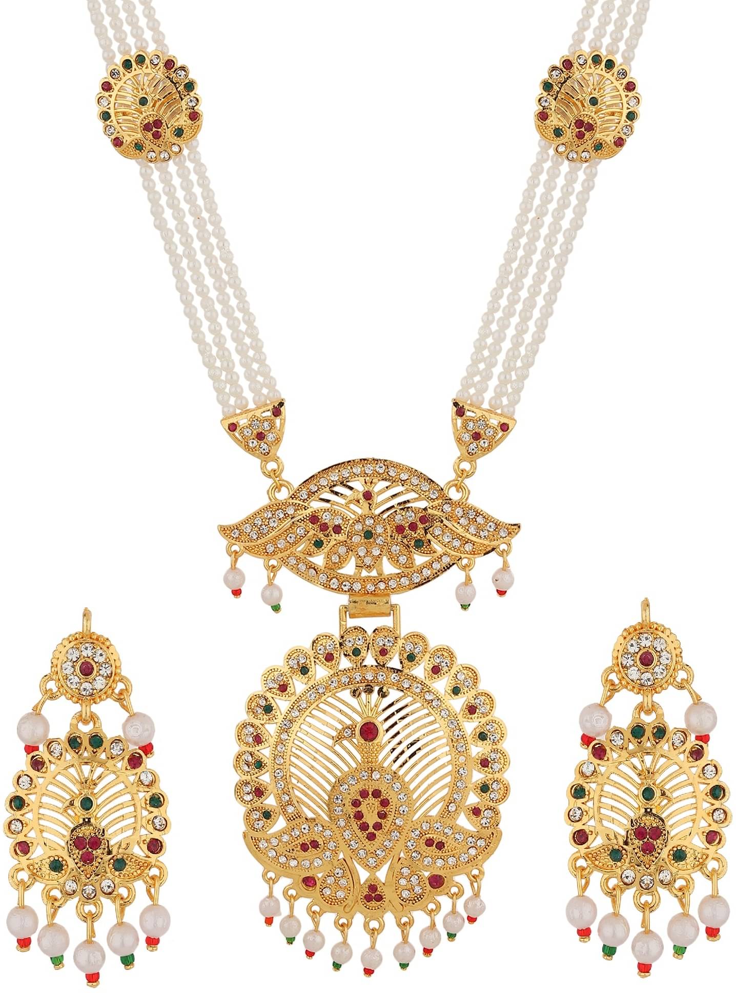     			Rhosyn Multicolor Brass Necklace Set ( Pack of 1 )