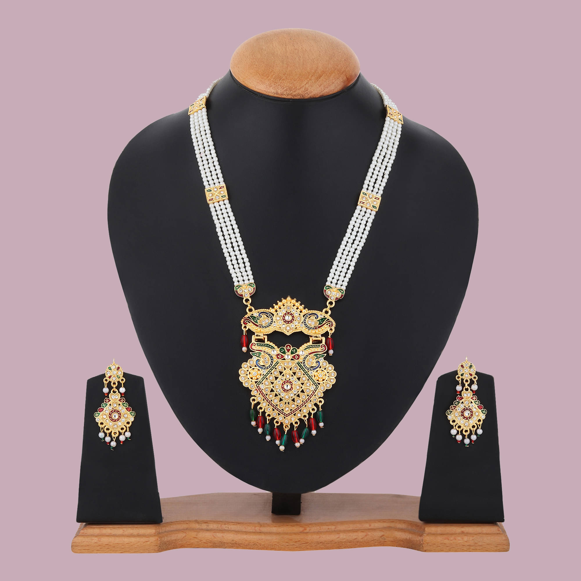     			Rhosyn Multicolor Brass Necklace Set ( Pack of 1 )