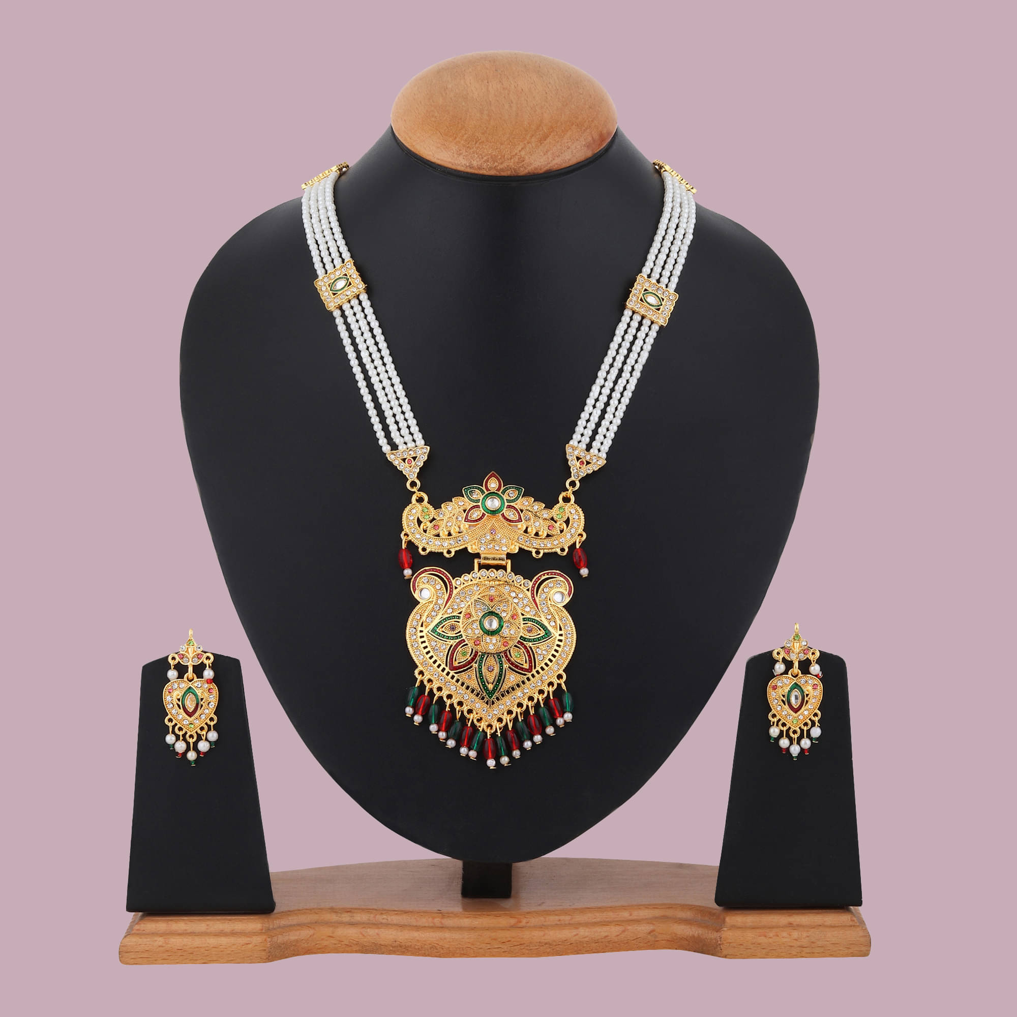     			Rhosyn Multicolor Brass Necklace Set ( Pack of 1 )