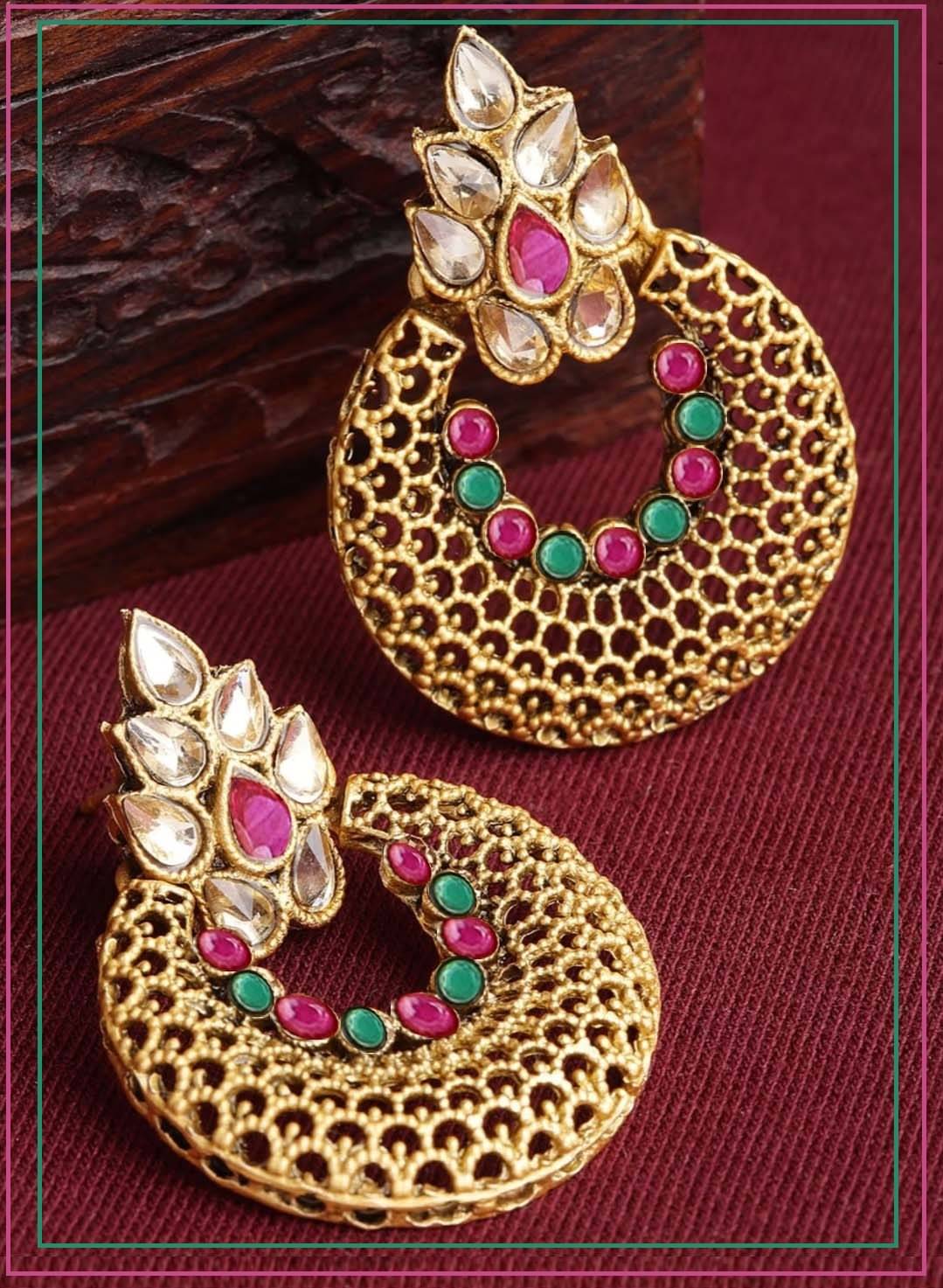     			Rhosyn Multicolor Chandbalis Earrings ( Pack of 1 )