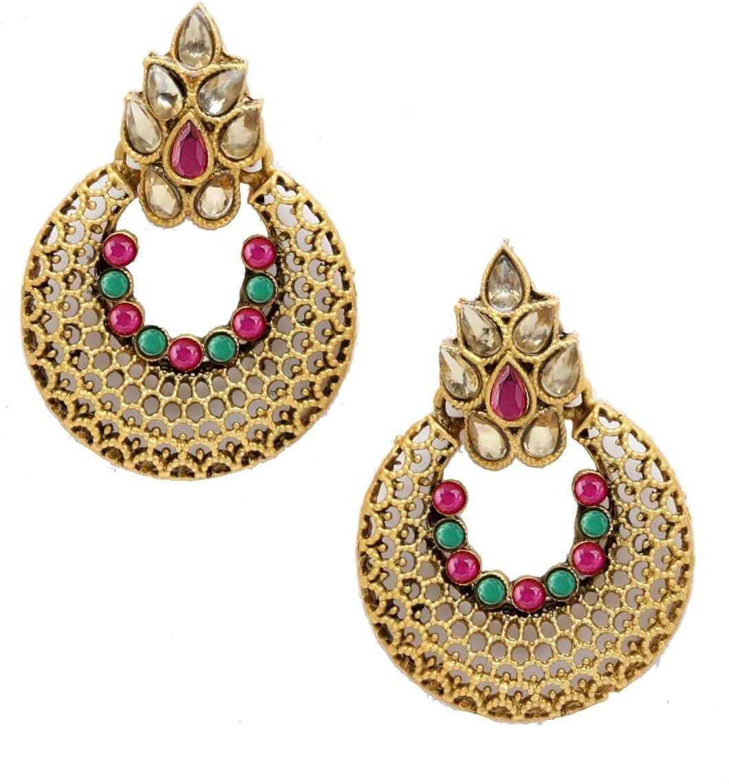     			Rhosyn Multicolor Chandbalis Earrings ( Pack of 1 )