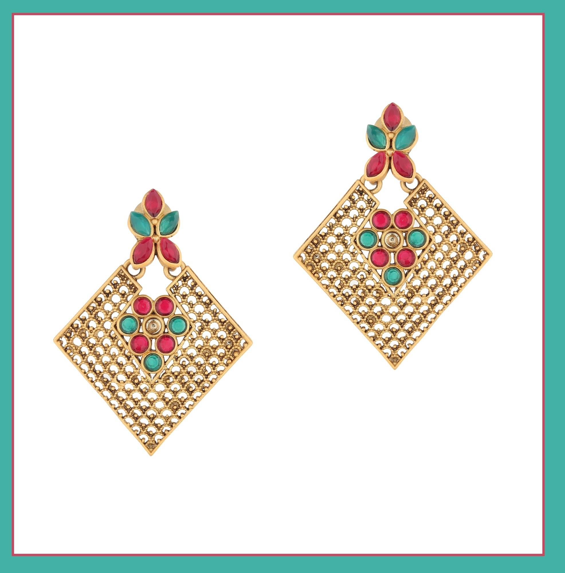     			Rhosyn Multicolor Drop Earrings ( Pack of 1 )