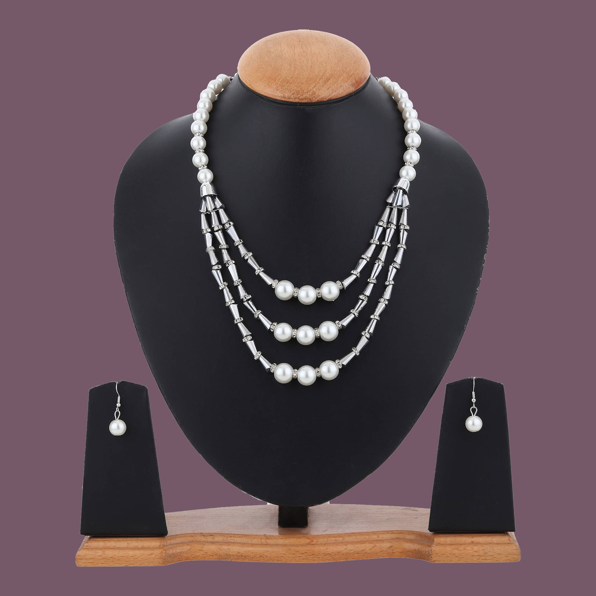     			Rhosyn White Pearls Necklace Set ( Pack of 1 )