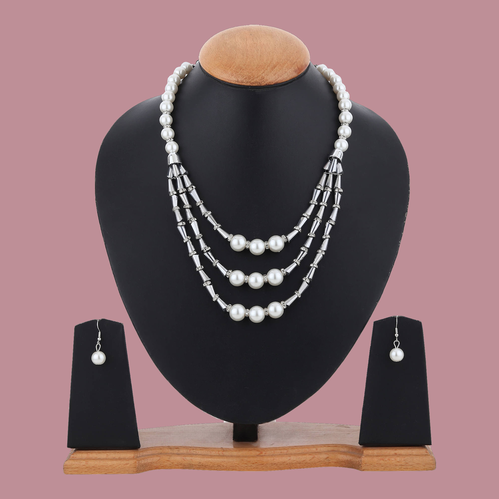     			Rhosyn White Pearls Necklace Set ( Pack of 1 )