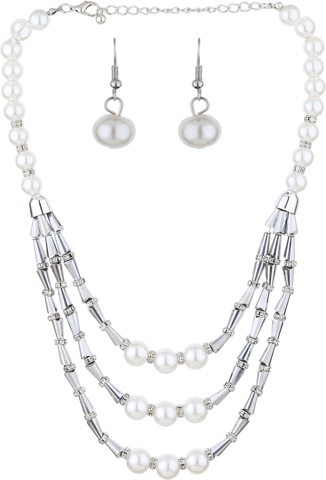     			Rhosyn White Pearls Necklace Set ( Pack of 1 )