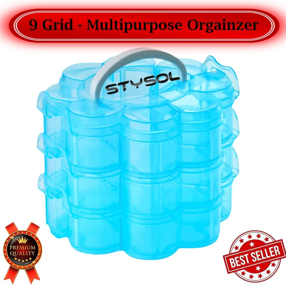 Stysol 1 Pc Multipurpose 18 Compartment Grid Storage Box For Jewellery, Cosmetic Items, Earrings Stysol 1 Pc Multipurpose 18 Compartment Grid Storage Box For Jewellery, Cosmetic Items, Earrings