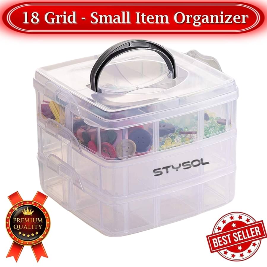 Stysol 18 Grid Storage Box For Jewellery, Cosmetic Items, Earrings, ETC Multipurpose Organizer Storage Box Stysol 18 Grid Storage Box For Jewellery, Cosmetic Items, Earrings, ETC Multipurpose Organizer Storage Box