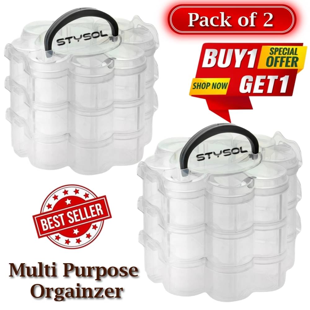 Stysol 2 Pc Multipurpose Small Item Organizer Storage Box Compartment Grid Storage Box For Jewellery, Cosmetic Items Stysol 2 Pc Multipurpose Small Item Organizer Storage Box Compartment Grid Storage Box For Jewellery, Cosmetic Items