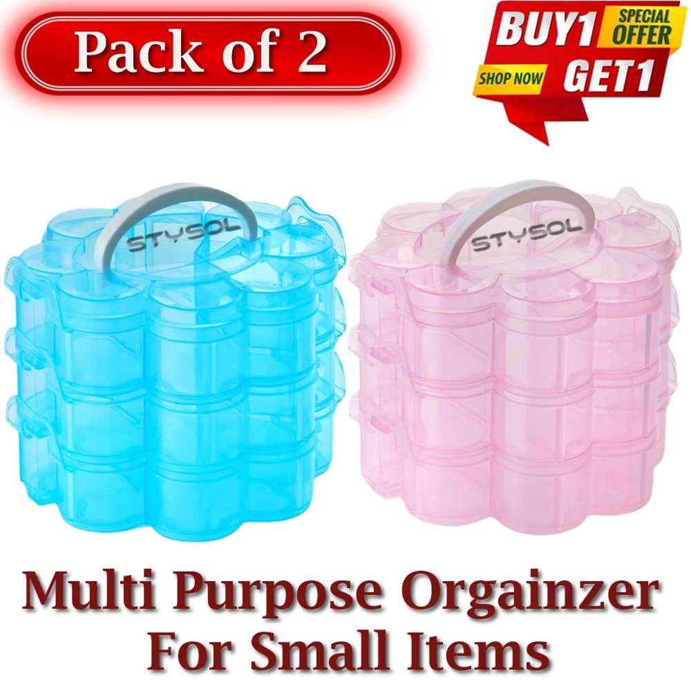 Stysol Buy 1 Get 1 Free Jewellery Organisers Plastic 3 layer Small Item Organizer Storage Box Square Portable Transparent Storage Detachable Box Organizer Case for jewelry sewing button earrings Hair (Transparent WHITE) Stysol Buy 1 Get 1 Free Jewellery Organisers Plastic 3 layer Small Item Organizer Storage Box Square Portable Transparent Storage Detachable Box Organizer Case for jewelry sewing button earrings Hair (Transparent WHITE)