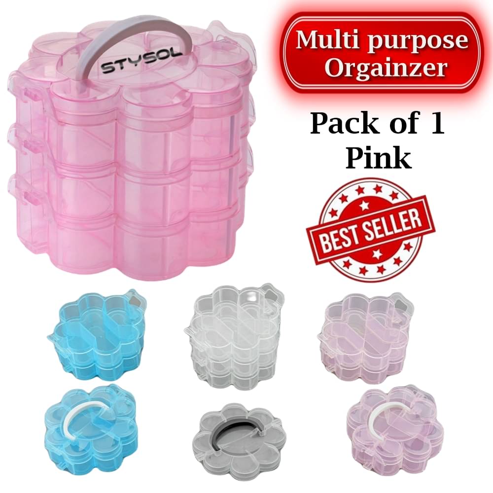     			Stysol Multipurpose Small ItemClear Plastic Organizer Jewelry Storage Box with Adjustable Dividers, Transparent Organizer Box for Earring Fishing Hooks