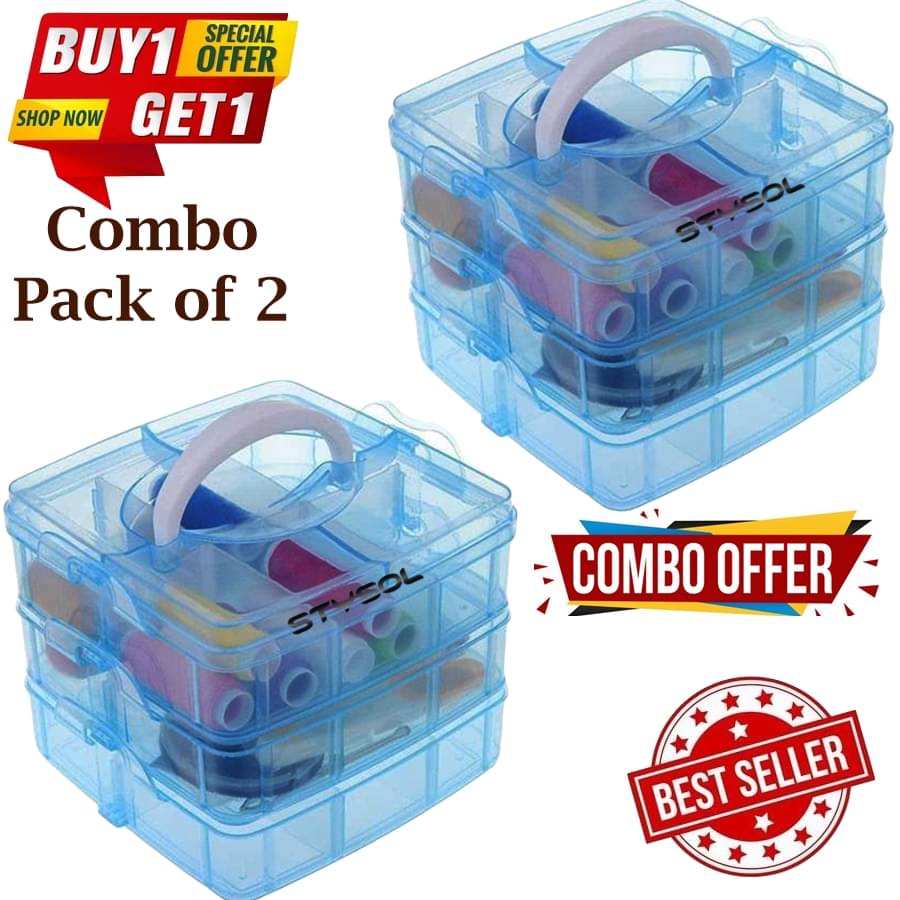     			Stysol (Pack Of 2) 18 Grids Clear Plastic Organizer Box Storage Container Jewelry Box with Adjustable Dividers for Beads Art DIY Crafts Jewelry Fishing Tackles