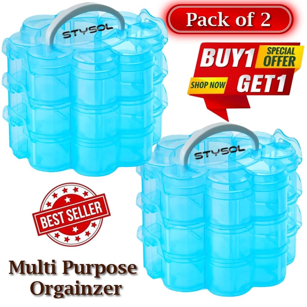     			Stysol (Pack Of 2)Multipurpose Small Item Organizer Storage Box Compartment Grid Storage Box For Jewellery Sundries Storage