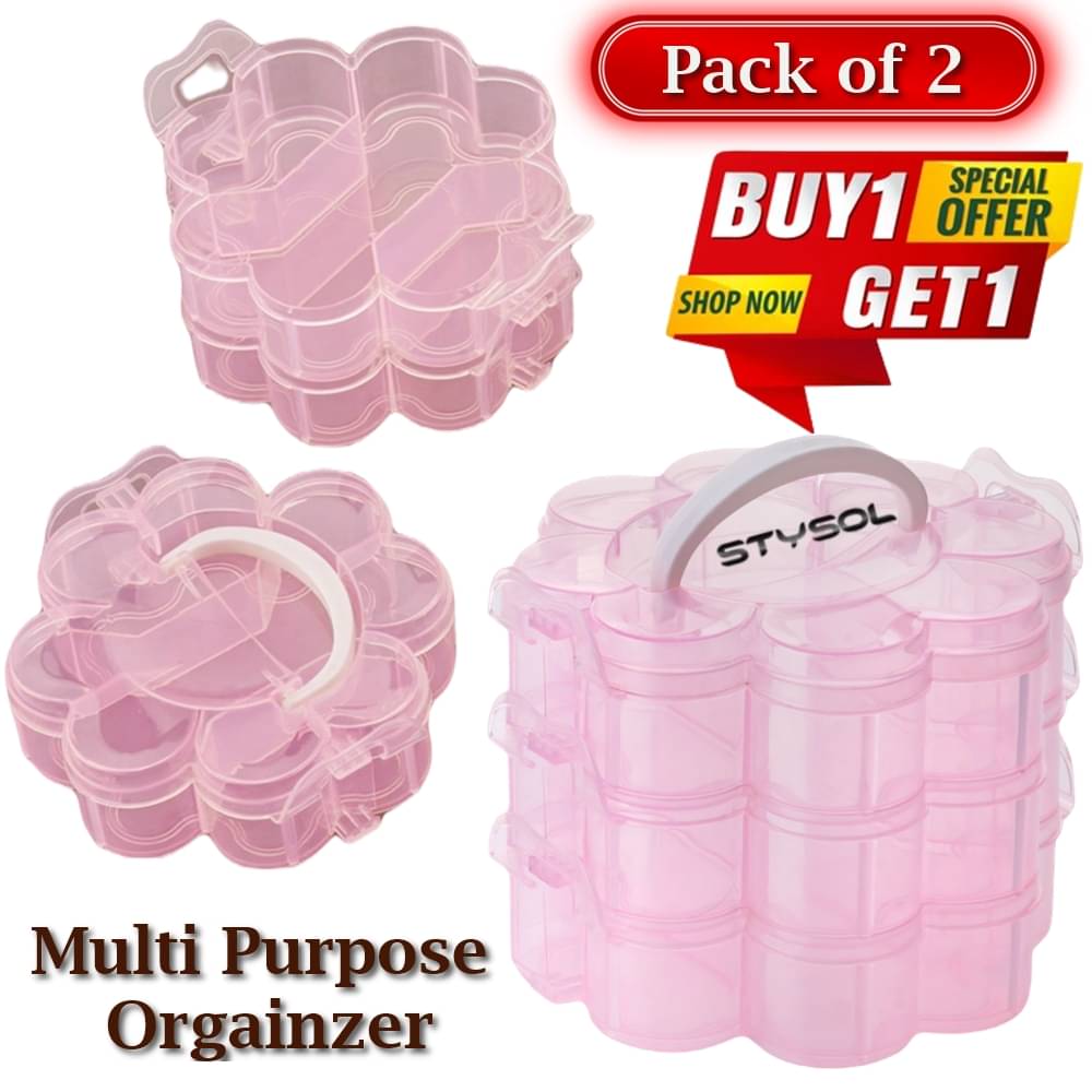 Stysol (Pack Of 2) Multipurpose Small Item Organizer Storage Box Compartment Grid Storage Box For Jewellery Stysol (Pack Of 2) Multipurpose Small Item Organizer Storage Box Compartment Grid Storage Box For Jewellery