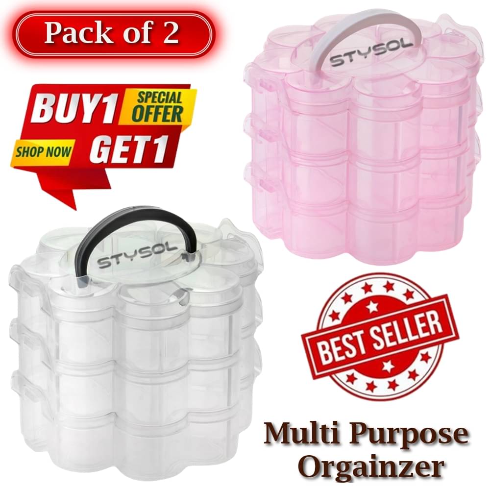     			Stysol (Pack Of 2) Small Item Organizer Storage Boxs Clear Plastic Organizer Box Storage Container Jewelry Box with Adjustable Dividers for Beads Art DIY Crafts Jewelry Fishing Tackles