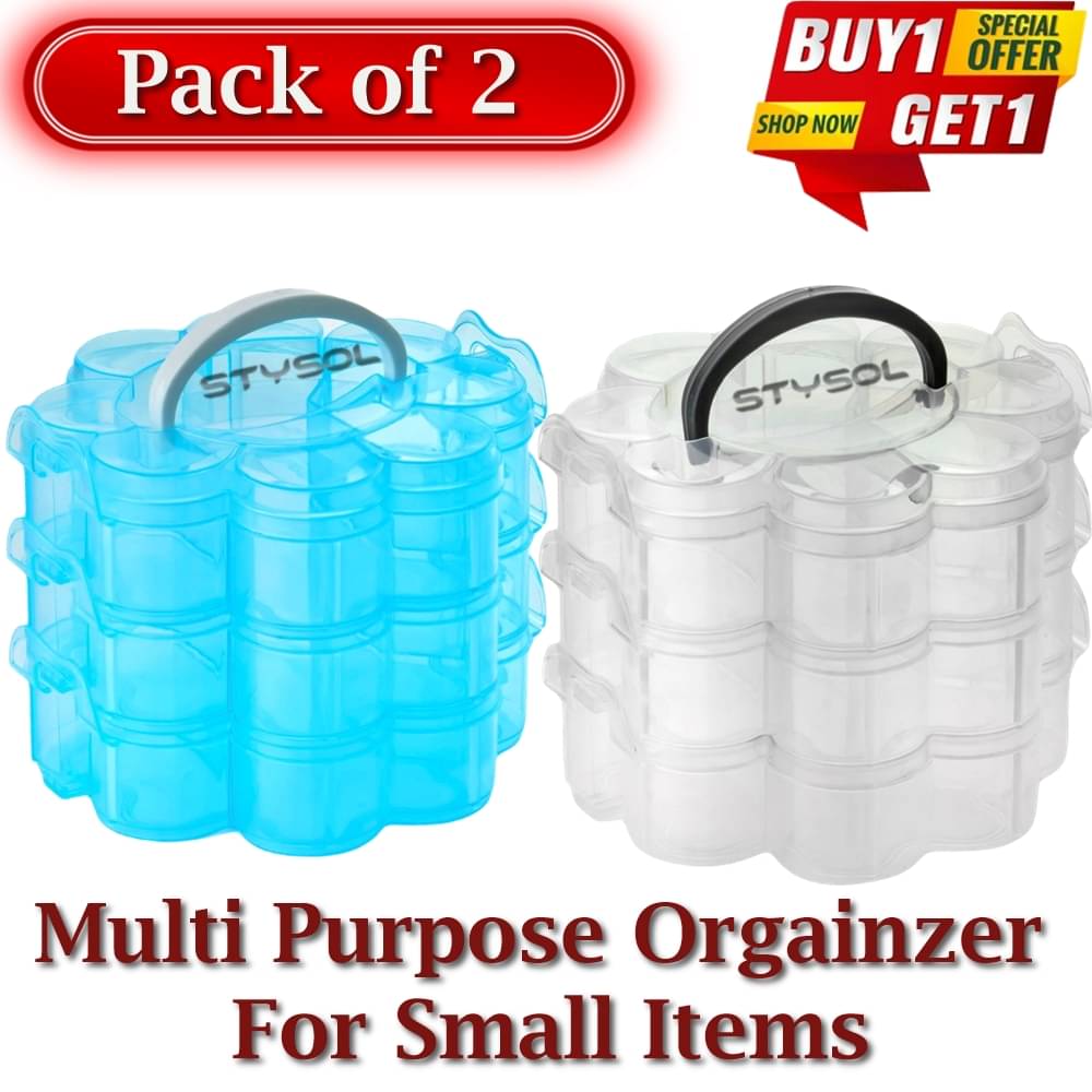     			Stysol (Pack Of 2) Small Item Organizer Storage Boxs Clear Plastic Organizer Box Storage Container Jewelry Box with Adjustable Dividers for Beads Art DIY Crafts Jewelry Fishing Tackles
