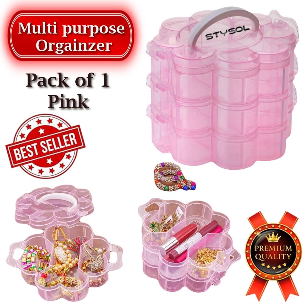 Stysol Transparent Plastic 3 Layer Multipurpose Small Item Sections Adjustable Compartment Slot Art Craft Storage Organizer Box for Cosmetic Jewellery Craft Accessories Sewing Box Earrings Ring Box (White) Stysol Transparent Plastic 3 Layer Multipurpose Small Item Sections Adjustable Compartment Slot Art Craft Storage Organizer Box for Cosmetic Jewellery Craft Accessories Sewing Box Earrings Ring Box (White)