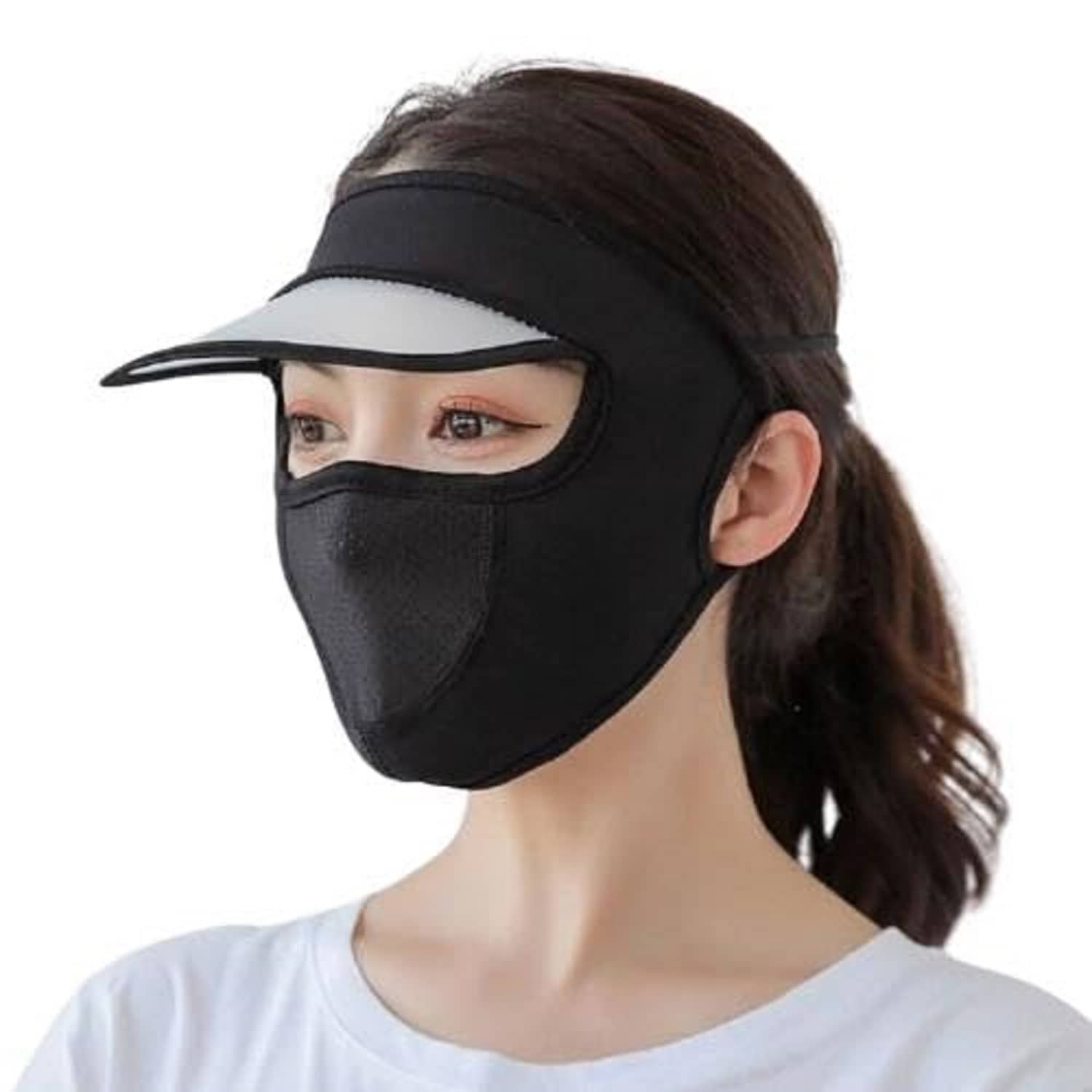 Sun Hat for Women with Face Mask Cap Mask For Summer Outdoor Cycling Uv Sun Protection Block Hat Protection Face Cover Scarf Breathable Face Cover Silky Cooling Sun Visor for Bike Cycling