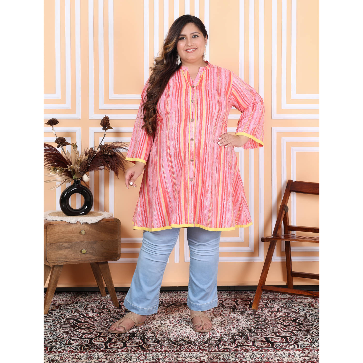     			Swasti Peach Cotton Women's Tunic ( Pack of 1 )