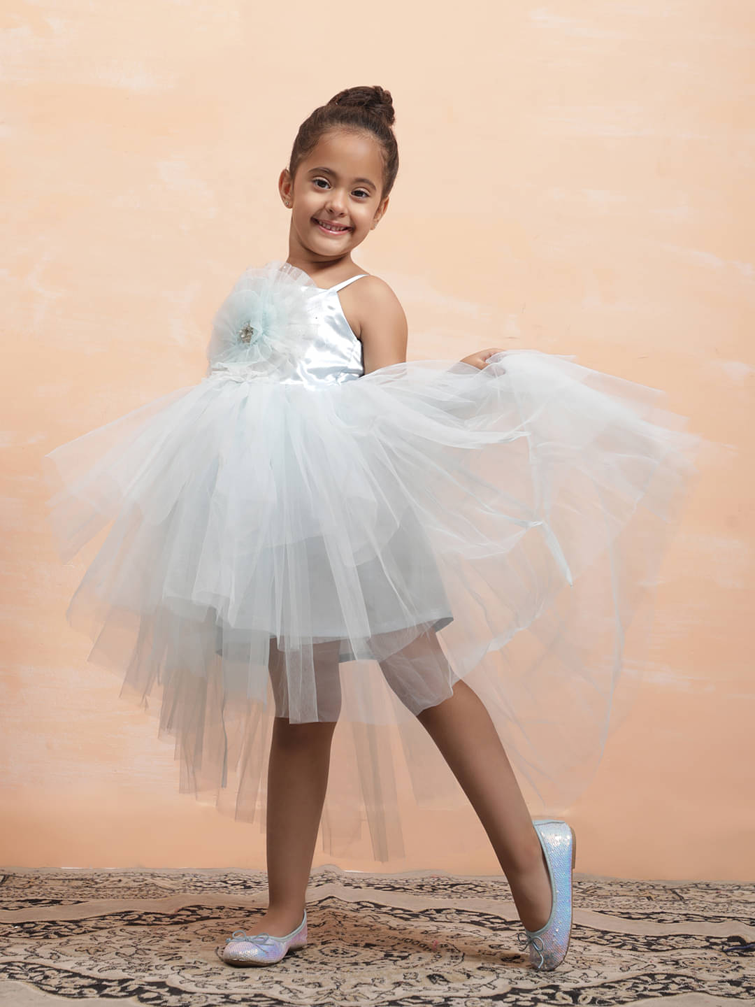     			Toy Balloon Kids Net Frock For Girls ( Pack of 1 , Light Blue )
