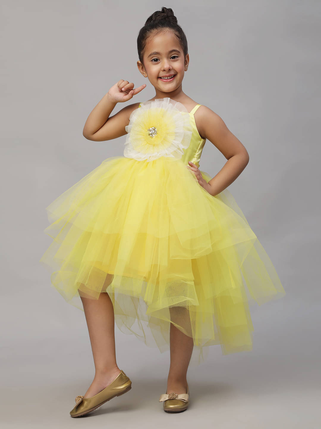     			Toy Balloon Kids Net Frock For Girls ( Pack of 1 , Light Yellow )