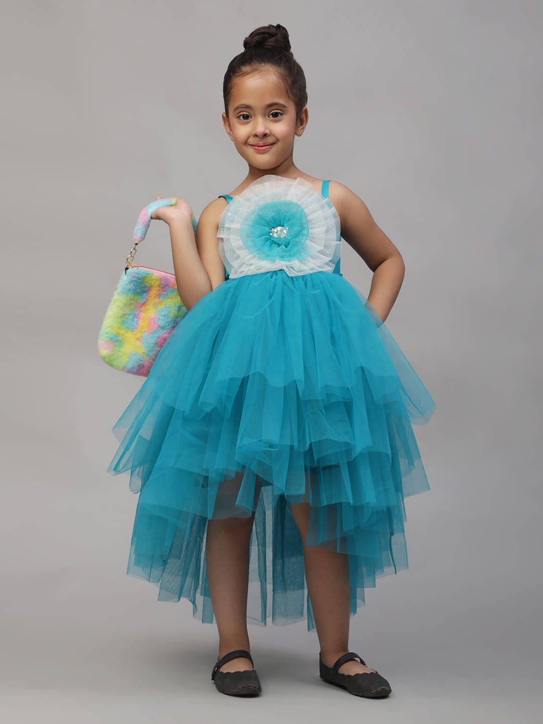 Toy Balloon Kids Net Frock For Girls ( Pack of 1 , Sky Blue ) Toy Balloon Kids Net Frock For Girls ( Pack of 1 , Sky Blue )