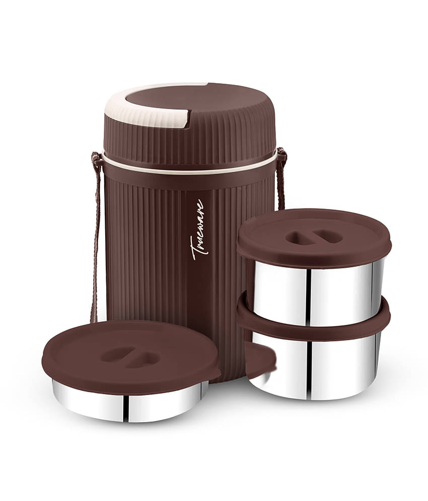 Trueware Grub 2 Plastic & Stainless Steel Insulated Lunch Box 3 - Container ( Pack of 1 ) Trueware Grub 2 Plastic & Stainless Steel Insulated Lunch Box 3 - Container ( Pack of 1 )