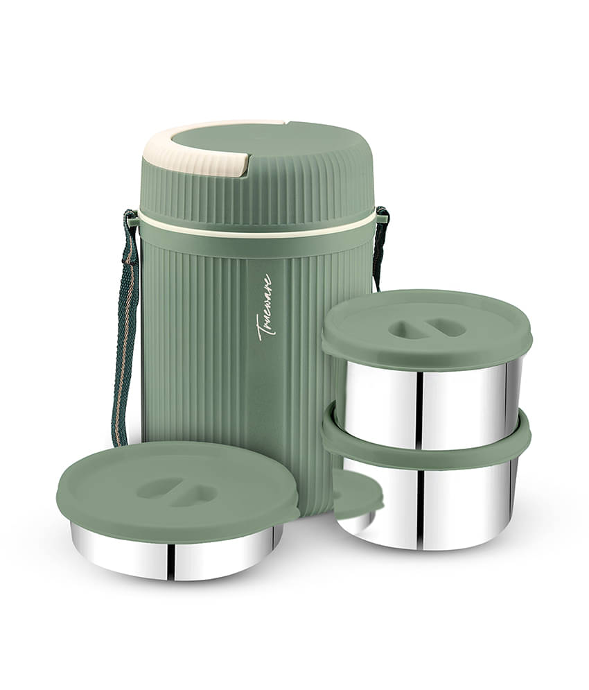 Trueware Grub 2 Plastic & Stainless Steel Insulated Lunch Box 3 - Container ( Pack of 1 )     			Trueware Grub 2 Plastic & Stainless Steel Insulated Lunch Box 3 - Container ( Pack of 1 )
