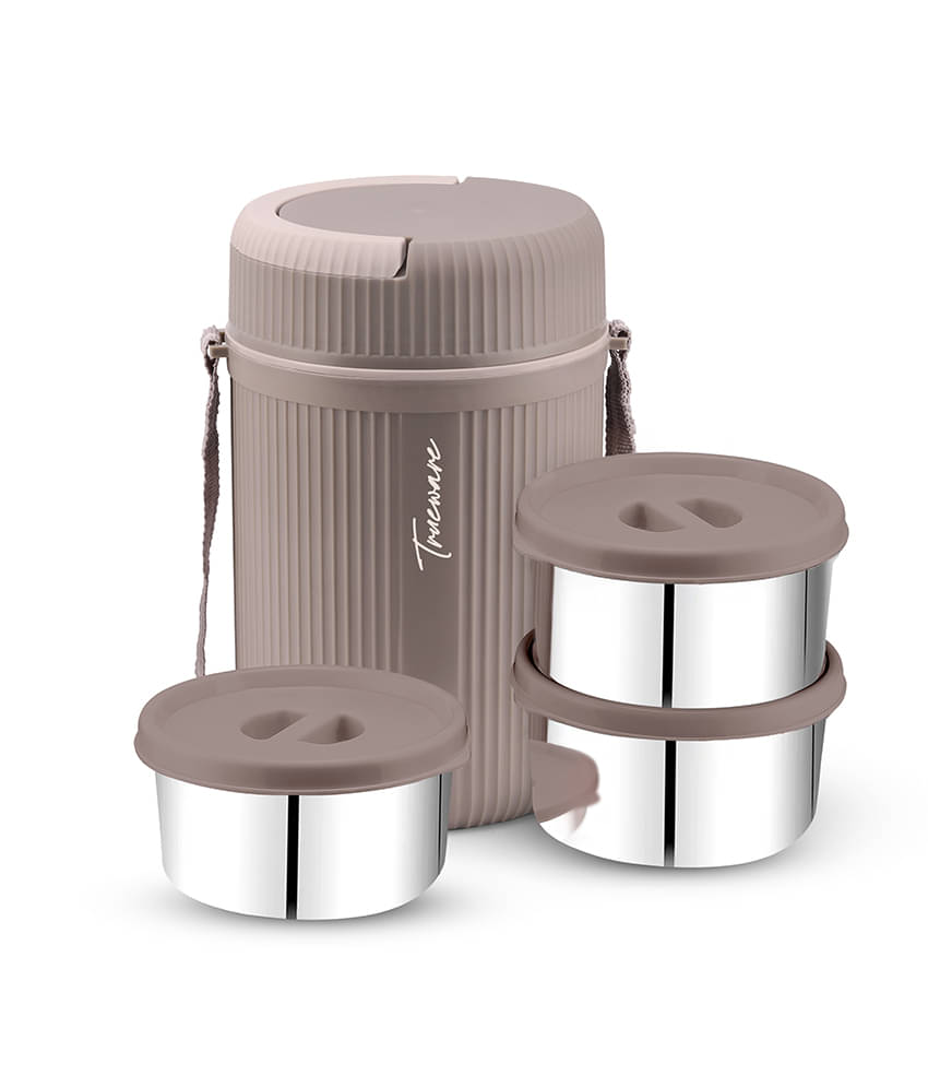     			Trueware Grub 3 Plastic & Stainless Steel Insulated Lunch Box 3 - Container ( Pack of 1 )