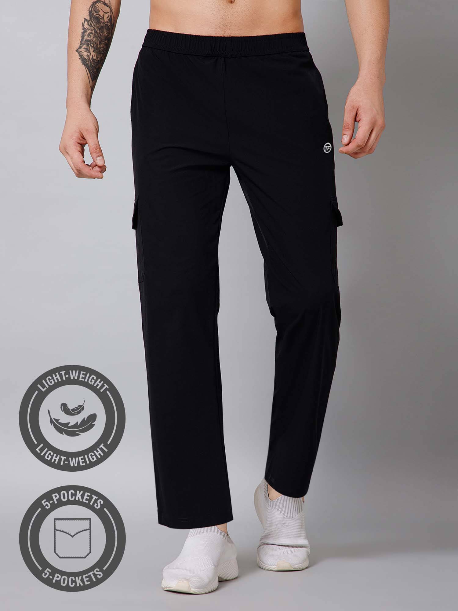     			Turnfit Regular Flat Men's Cargos - Black ( Pack of 1 )