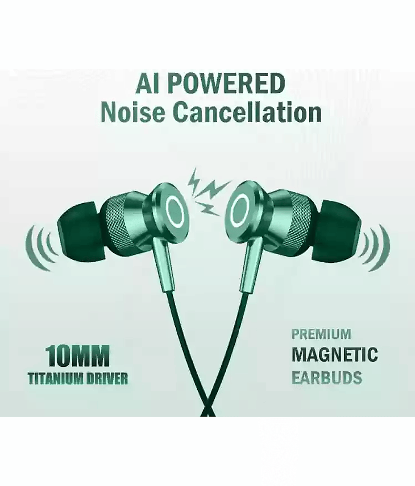 UCOOL Wireless Neckband Green In-the-ear Bluetooth Headset with Upto 30h Talktime Noise Cancellation - Green