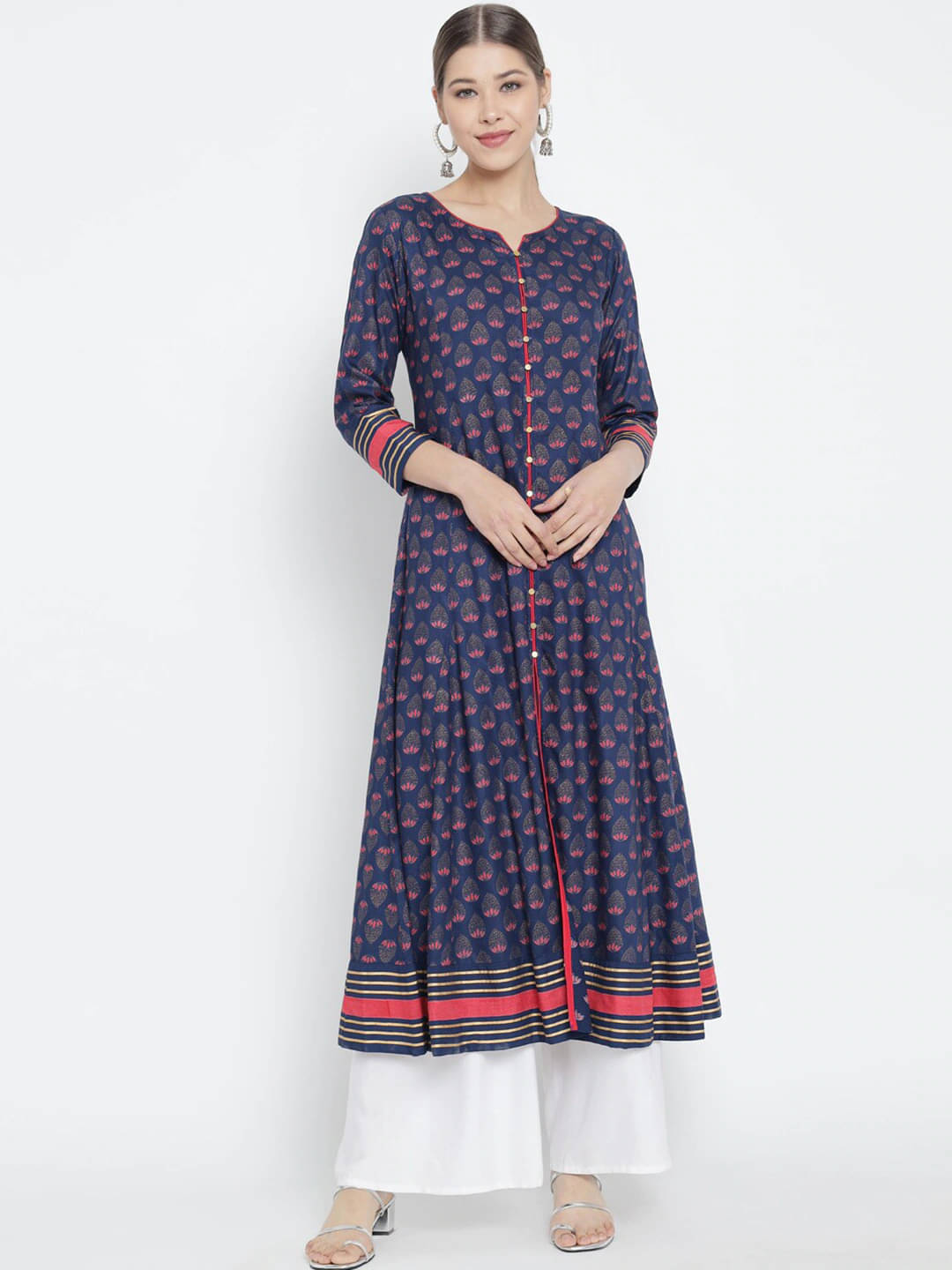 Yash Gallery Pack of 1 Rayon Printed Front Slit Women's Kurti - ( Blue ) Yash Gallery Pack of 1 Rayon Printed Front Slit Women's Kurti - ( Blue )