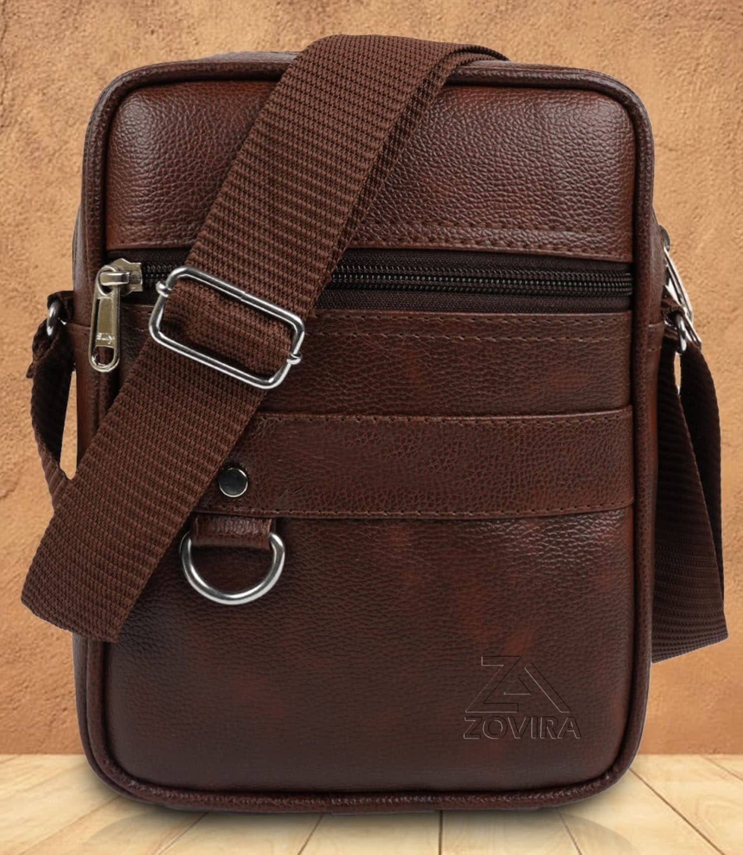 Zovira Brown Solid Messenger Bag - Handbags | Buy online on ZillyBuy