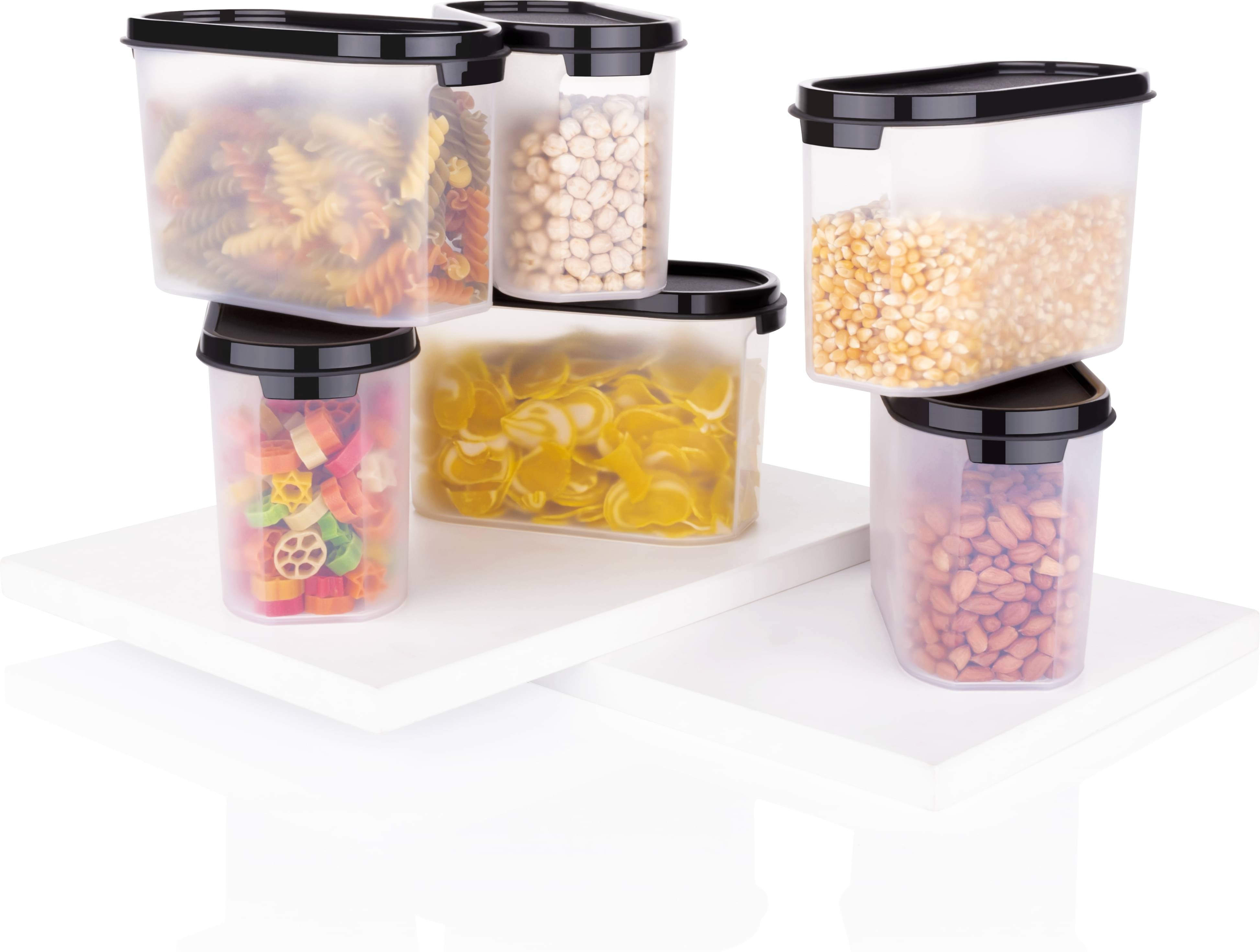     			omortex Plastic Black Multi-Purpose Container ( Set of 6 )