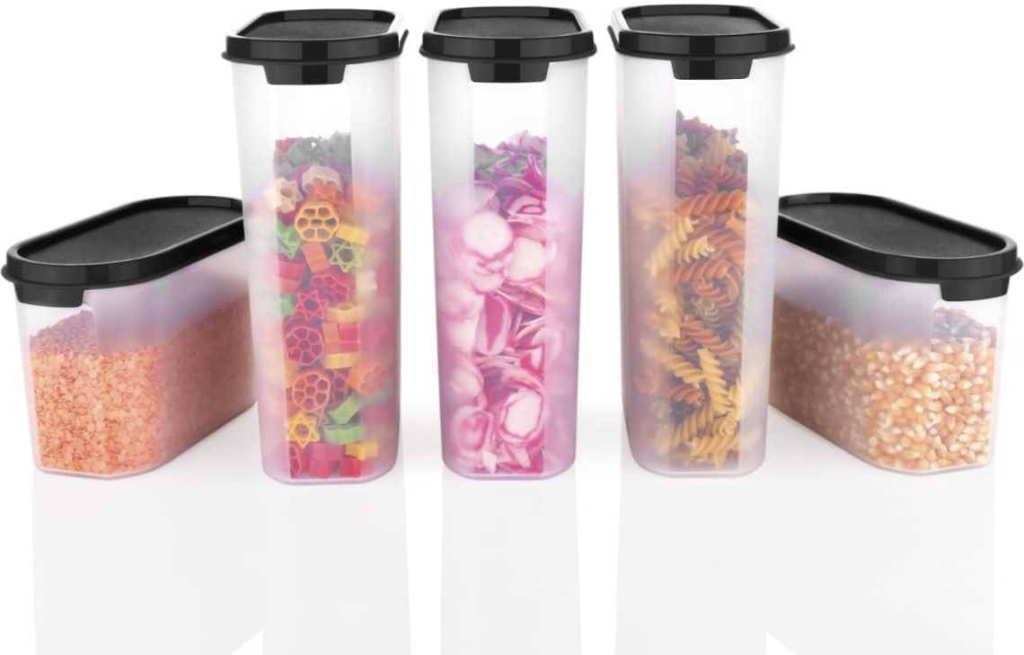     			omortex Plastic Black Multi-Purpose Container ( Set of 5 )