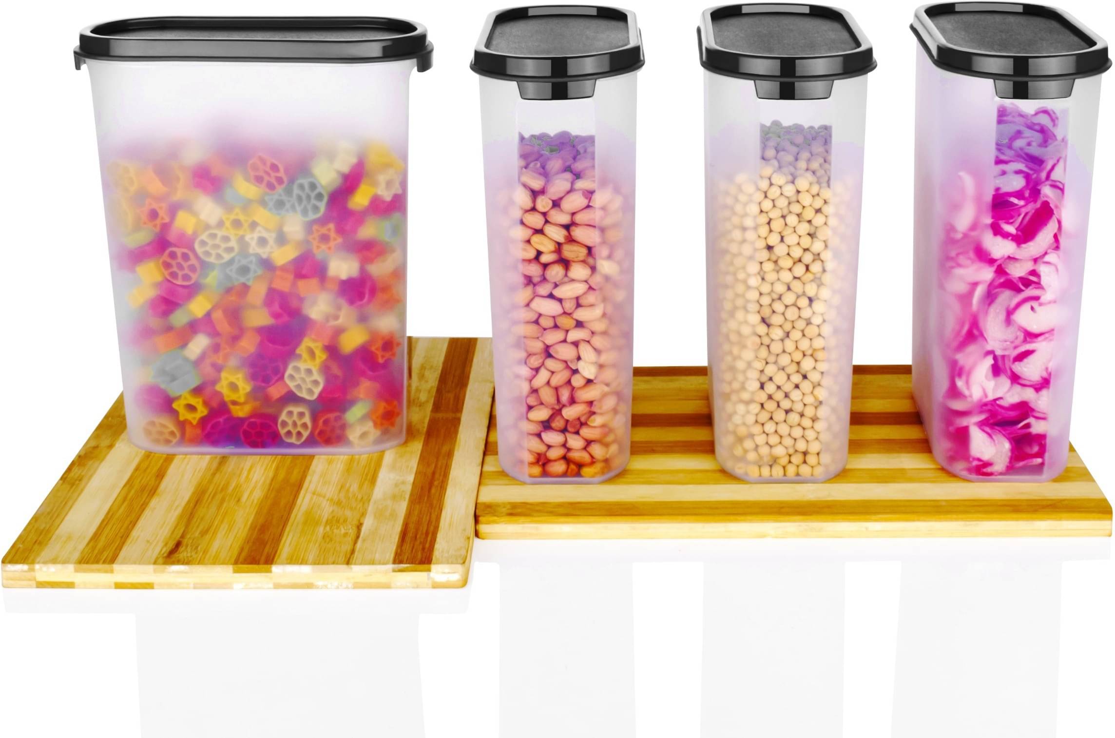     			omortex Plastic Black Multi-Purpose Container ( Set of 4 )