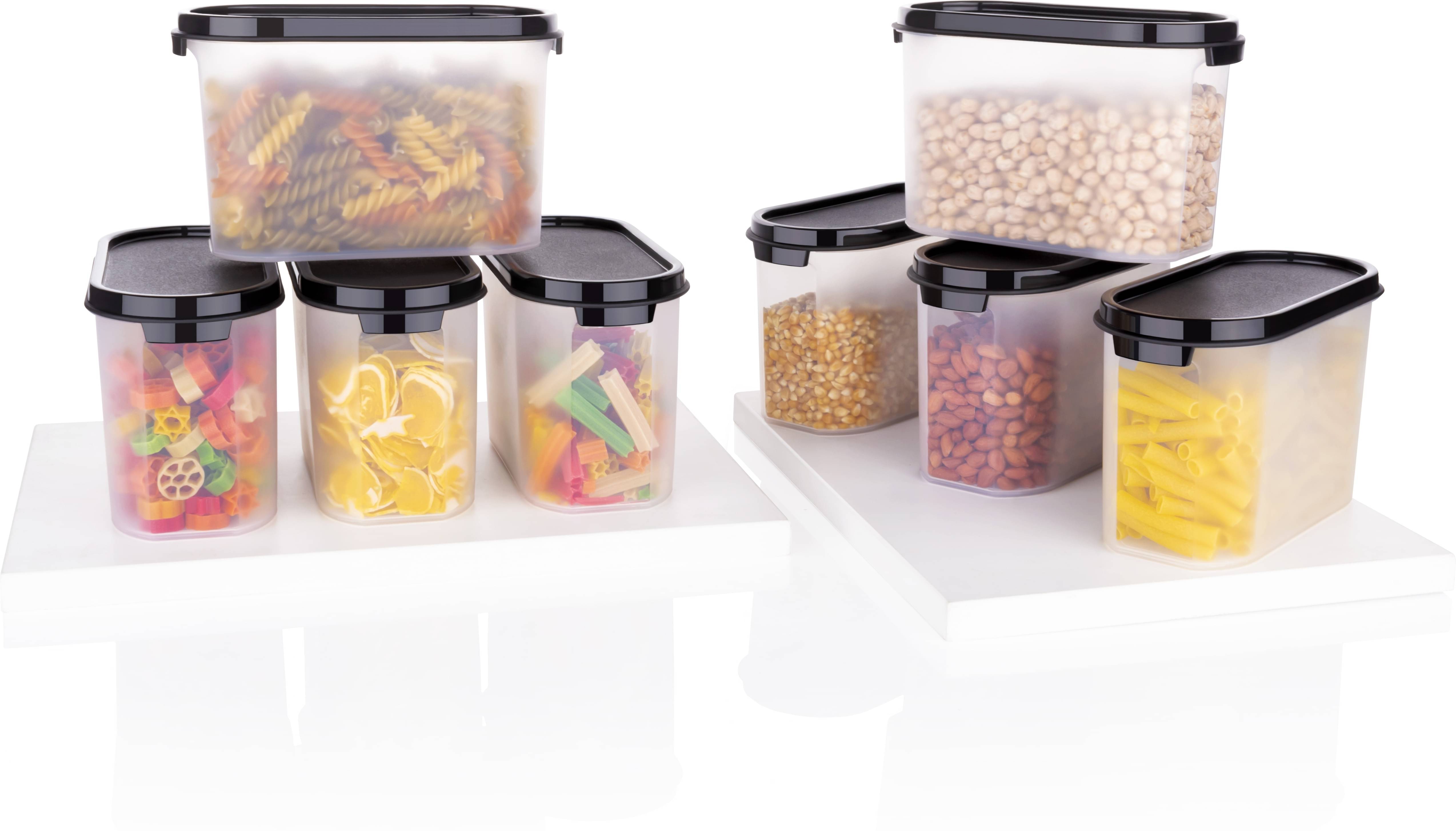     			omortex Plastic Black Multi-Purpose Container ( Set of 8 )