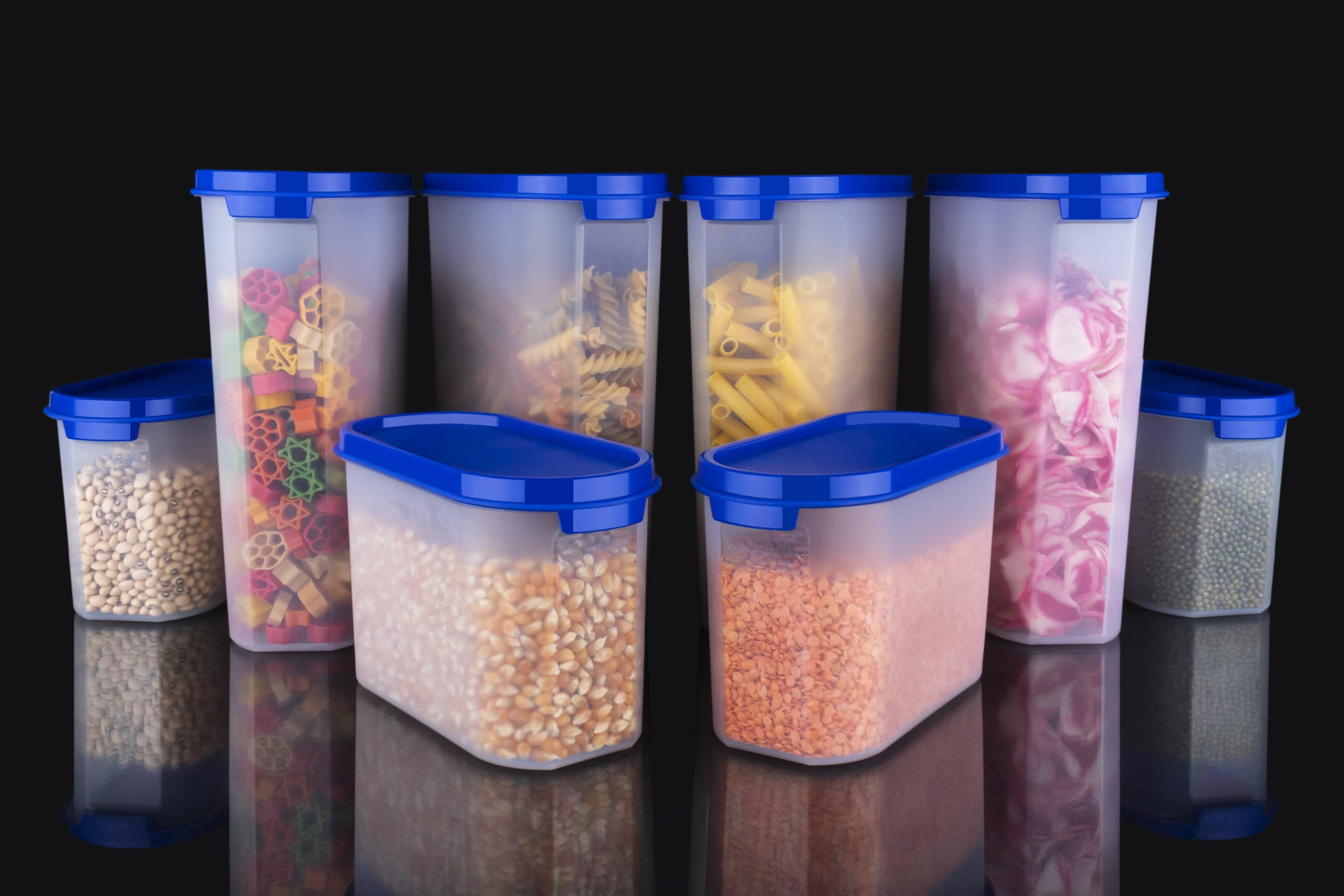    			omortex Plastic Blue Multi-Purpose Container ( Set of 8 )