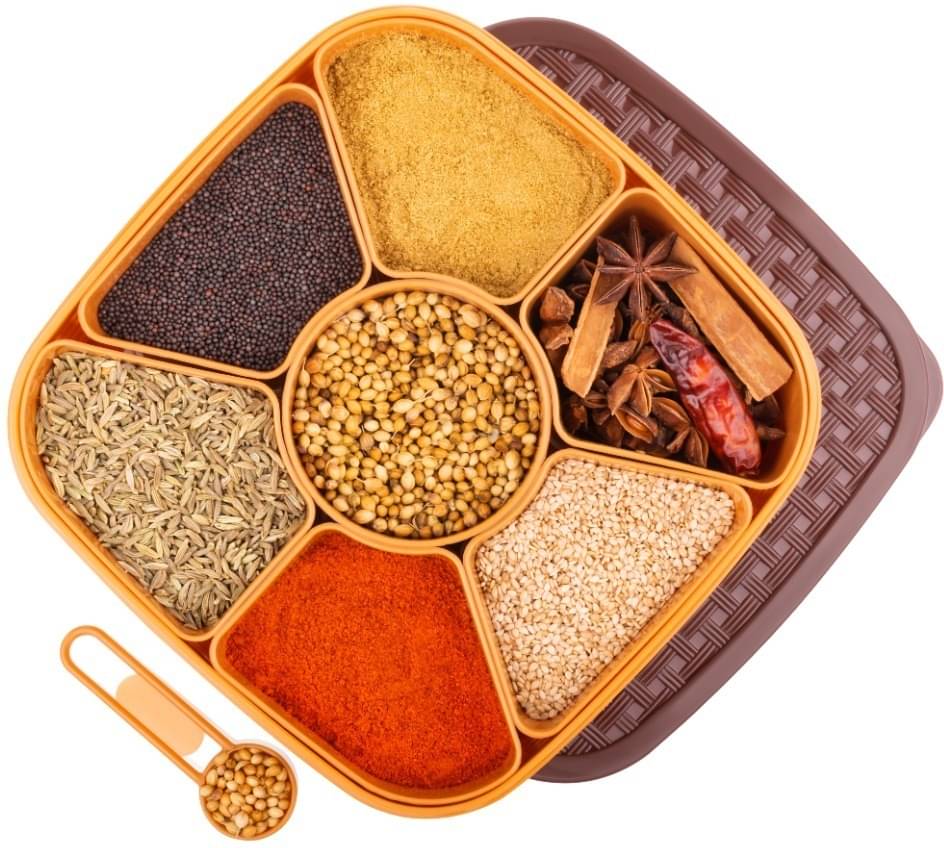     			omortex Plastic Brown Spice Container ( Set of 1 )