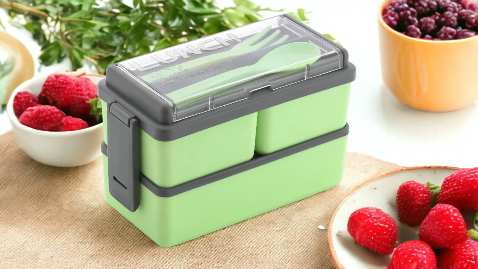     			omortex Plastic Lunch Box 3 - Container ( Pack of 1 )