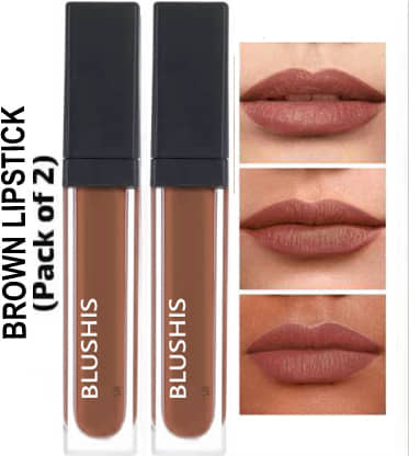 BLUSHIS Long Stay Brown Matte Lipstick (Pack of 2)