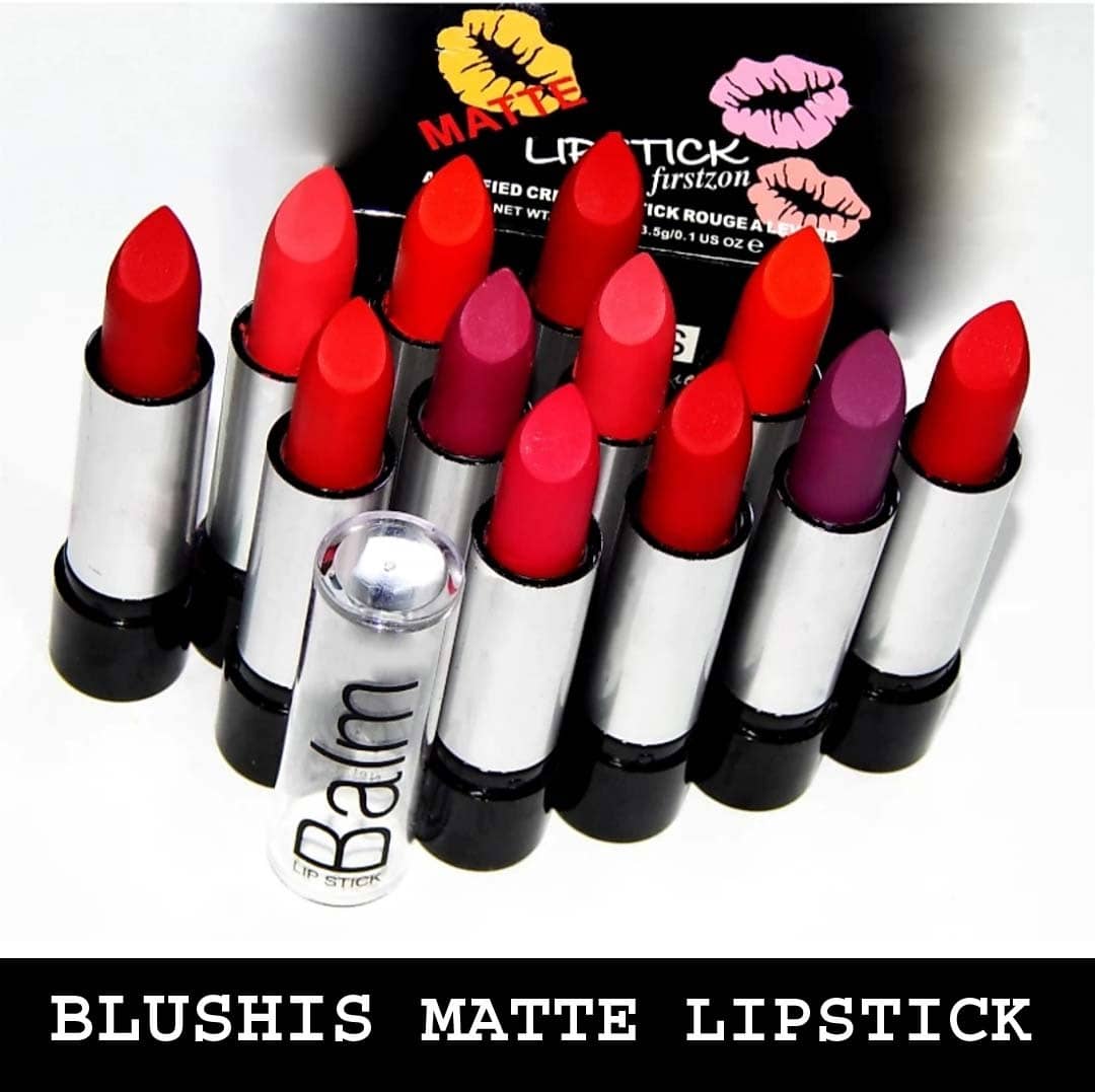 BLUSHIS Highly Pigmented Multi Color Matte Lipstick Combo (Pack of 12)
