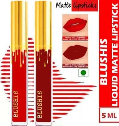     			BLUSHIS High Pigmentation Red Super Matte Hydrating Liquid Lipstick Combo (Pack of 2)