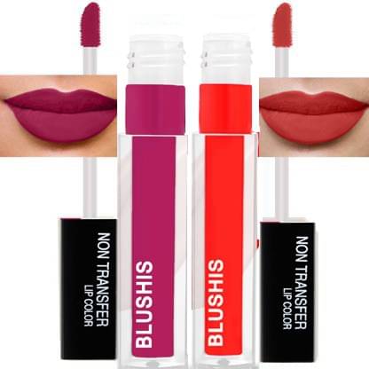BLUSHIS Long Lasting Non Transfer Multicolour Matte Finish Lipstick (Pack of 2) BLUSHIS Long Lasting Non Transfer Multicolour Matte Finish Lipstick (Pack of 2)
