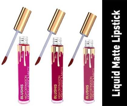 BLUSHIS All Day Long Smudge Proof Multicolor Matte Finish Lipstick (Pack of 3) BLUSHIS All Day Long Smudge Proof Multicolor Matte Finish Lipstick (Pack of 3)