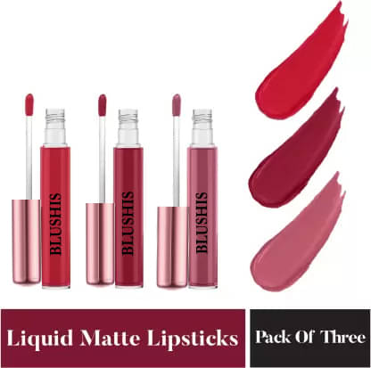     			BLUSHIS High Defination Multicolor Matte Lipstick Combo (Pack of 3)