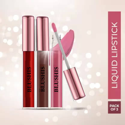 BLUSHIS Long Wear High Pigmentation Multicolor Liquid Matte Lipstick (Pack of 3) BLUSHIS Long Wear High Pigmentation Multicolor Liquid Matte Lipstick (Pack of 3)