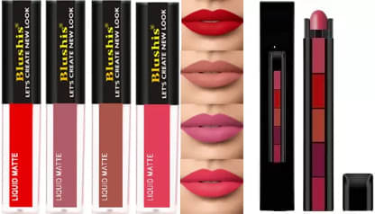     			BLUSHIS Long Lasting Multicolor Matte Finish Hydrating Lipstick Combo (Pack of 4)