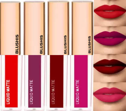 BLUSHIS Long Wear Multi Color Liquid Matte Lipstick (Pack of 4) BLUSHIS Long Wear Multi Color Liquid Matte Lipstick (Pack of 4)