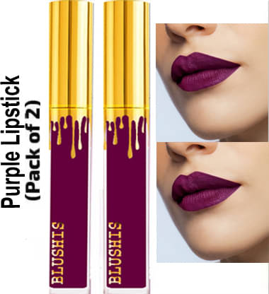     			BLUSHIS Waterproof Purple Matte Lipstick (Pack of 2)