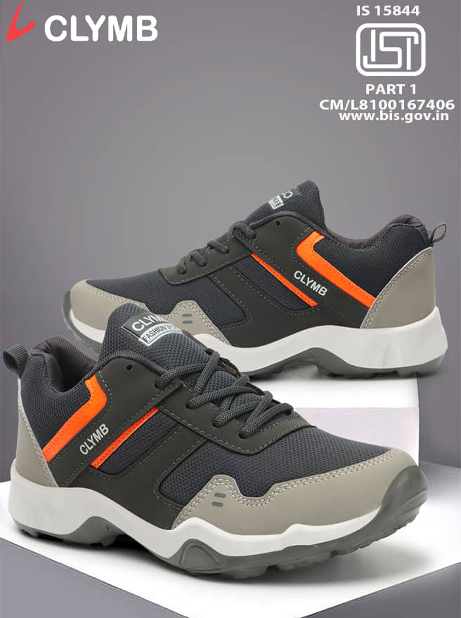 Clymb ES-21 Light Grey Men's Sports Running Shoes - Sports Shoes | Buy online on ZillyBuy